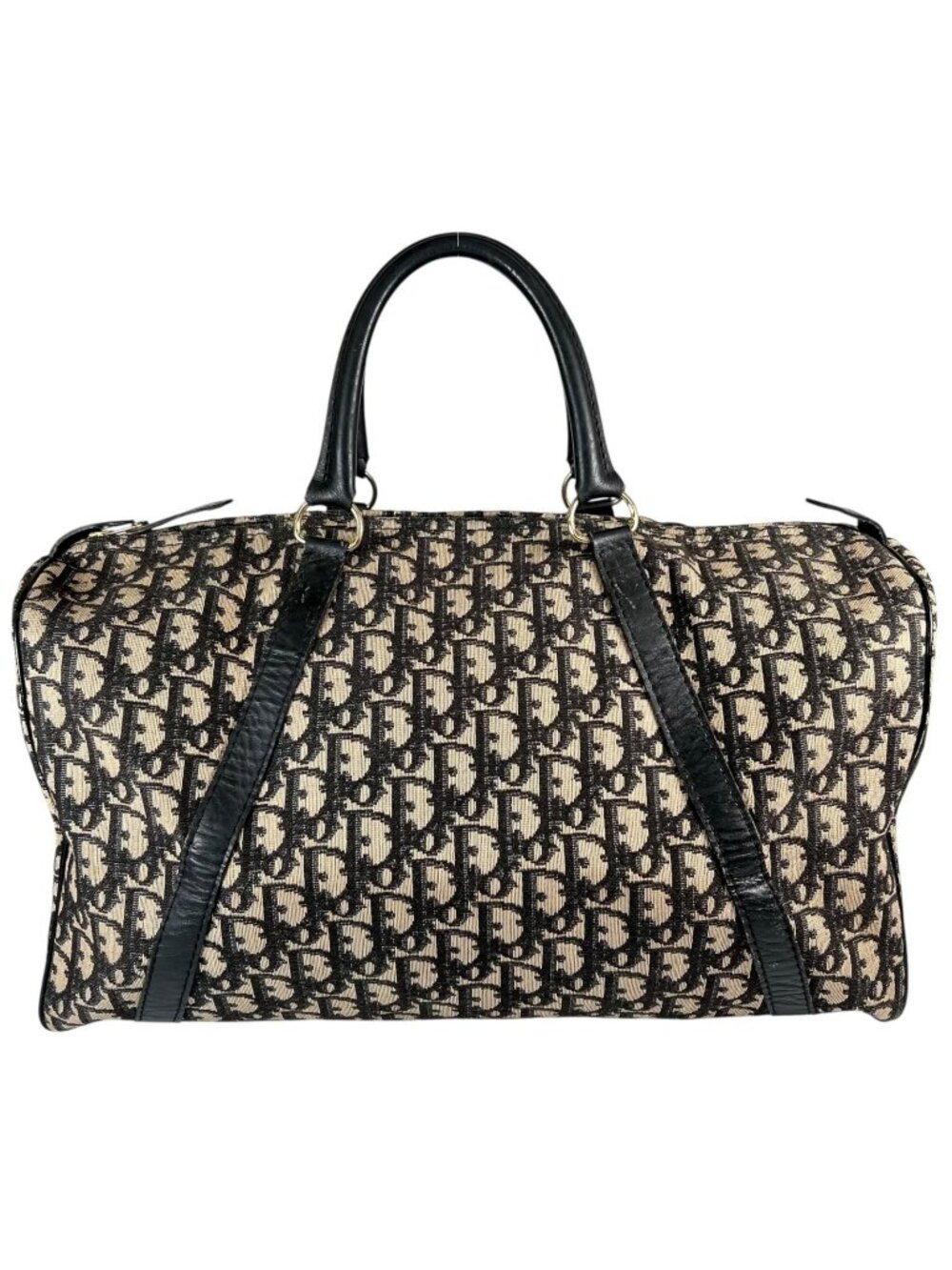 Dior Trotter Boston Bag Canvas Leather Beige